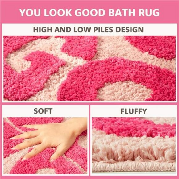 Pink You Look Good Bath Mat Non Slip Funny Cute Rug for Bathroom or Bedroom - Picture 5 of 7